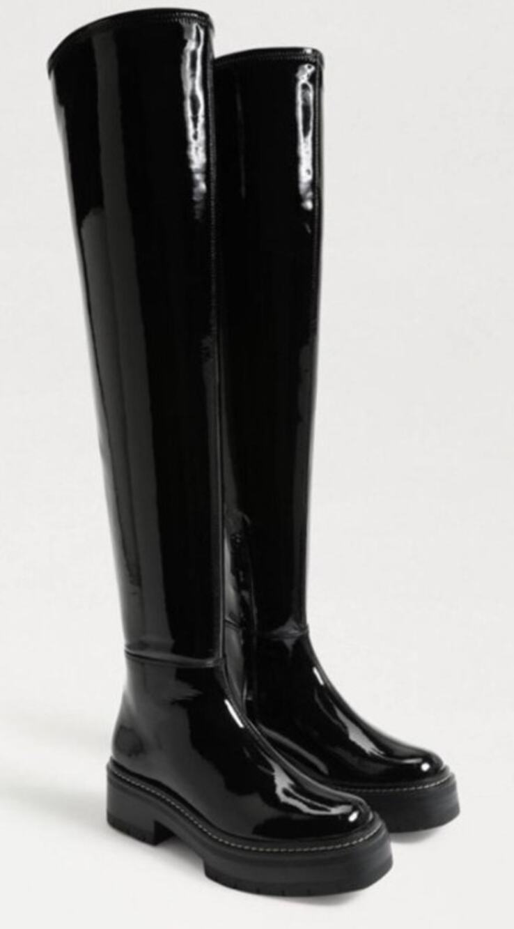 Sam Edelman Lydia Black Patent over the knee boots